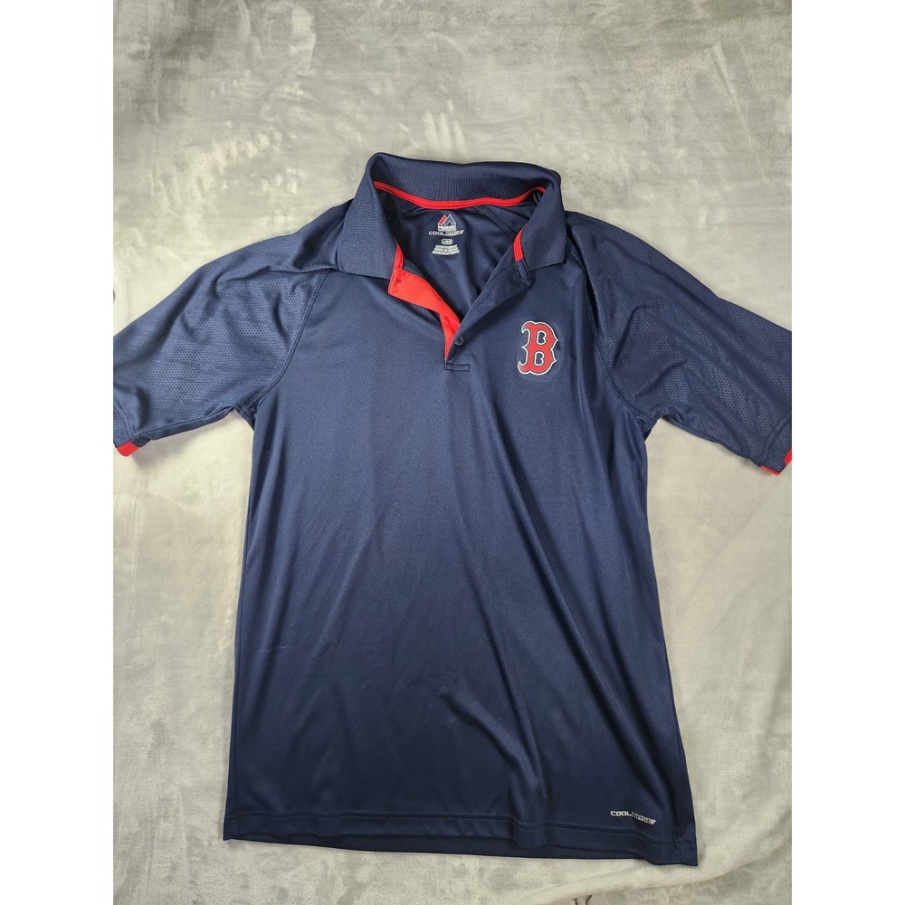 Boston Red Sox Majestic Cool Base Polo Shirt Striped Men's Large